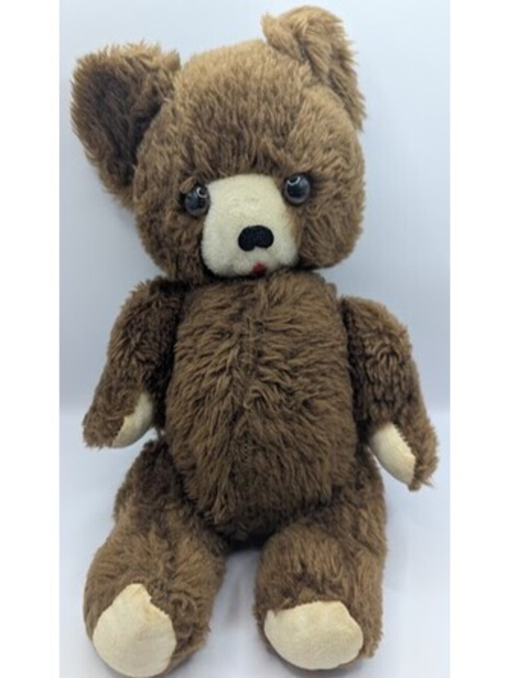 Vintage R. Dakin & Co Teddy Bear Plush 12" Brown White Muzzle Red Felt Tongue